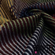 Coton natté motif tartan olive taupe marine canard