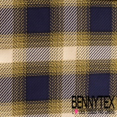 Coton natté motif tartan kaki rouge moutrde bordeaux