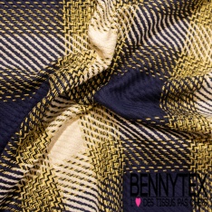 Coton natté motif tartan kaki rouge moutrde bordeaux