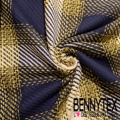 Coton natté motif tartan kaki rouge moutrde bordeaux