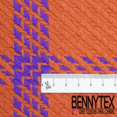 Coton natté motif tartan beige jaunâtre blanc optique marine