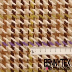 Coton natté motif tartan violet fond orange brûlé