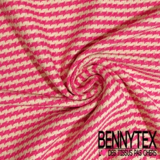 Coton natté motif tartan chocolat noir beige blanc discret