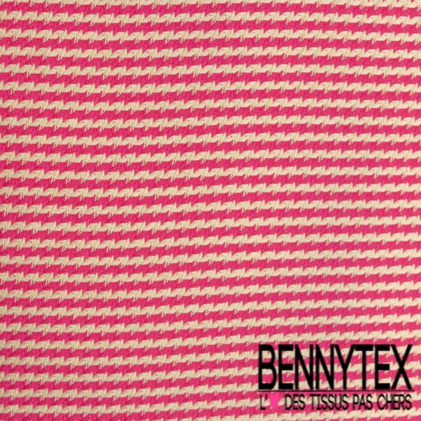 Coton natté motif rayure horizontale fantaisie fushia blanc discret