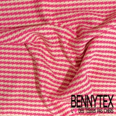 Coton natté motif tartan chocolat noir beige blanc discret