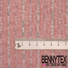 Coton natté motif abstrait fantaisie fushia blanc discret