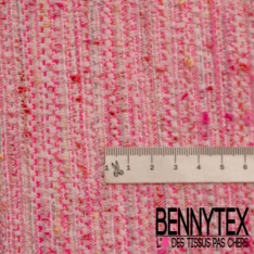 Coton natté motif rayure en point cellier argent fond vieux rose