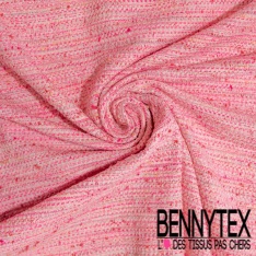 Coton natté motif rayure en point cellier argent fond vieux rose