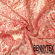 Voile de coton digital élasthanne imprimé papier peint seventie's bio