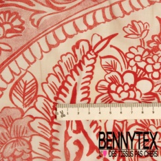 Voile de coton digital élasthanne imprimé papier peint seventie's bio