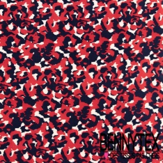 Crêpe viscose digital motif enchevêtrement de grande bulle ton rouge beige blanc cassé noir