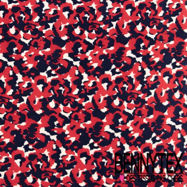 Crêpe viscose digital motif enchevêtrement de grande bulle ton rouge beige blanc cassé noir