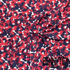 Crêpe viscose digital motif enchevêtrement de grande bulle ton rouge beige blanc cassé noir