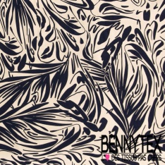 Crêpe viscose digital motif tâche stylisée cerise bleu nuit blanc cassé