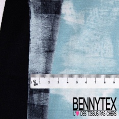 Satin viscose imprimé digital simple base noir forme géométrique orange brûlée fond blanc cassé