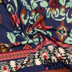 Crêpe viscose polyester froissé motif feuillage blanc discret fond noir