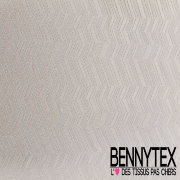 Guipure sinusoïde ajourée ton sur ton blanc cassé