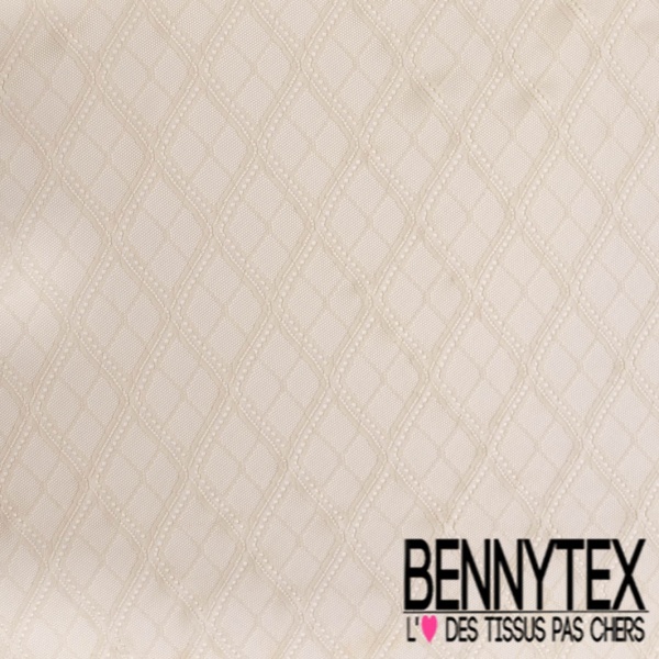 Guipure losange ajourée ton sur ton blanc cassé