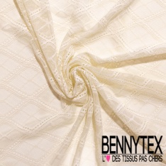 Guipure sinusoïde ajourée ton sur ton blanc cassé