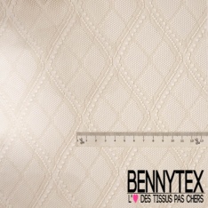 Guipure sinusoïde ajourée ton sur ton blanc cassé