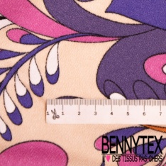 Maille double crêpe élasthanne motif léopard noir fond fushia