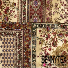 Velours lisse ras de coton élasthanne imprimé digital floral papier peint fond crème