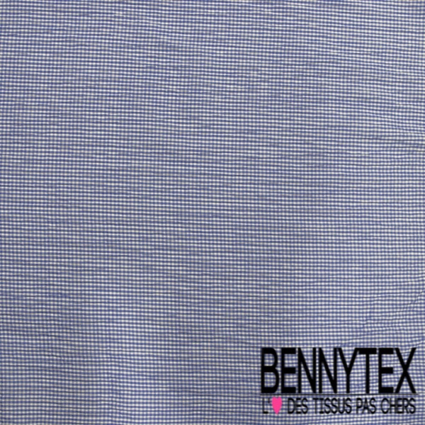 Coton seersucker motif petit vichy bleu roi blanc optique