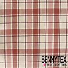 Lin imprimé fine rayure verticale blanc discret sable