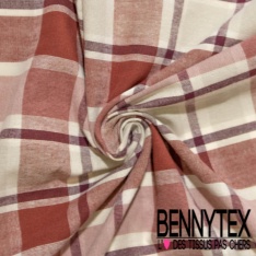 Lin imprimé fine rayure verticale blanc discret sable