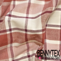 Lin imprimé fine rayure verticale blanc discret sable