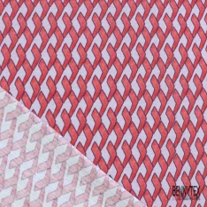 Jersey coton digital motif provençal maerine blanc optique fond taupe