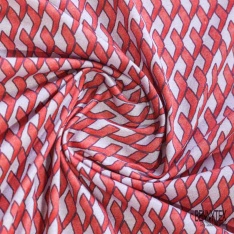 Jersey coton digital motif provençal maerine blanc optique fond taupe