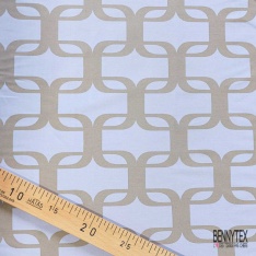 Satin coton élasthanne imprimé floral cachemire multicolore fond blanc discret