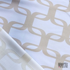 Satin coton élasthanne imprimé floral cachemire multicolore fond blanc discret