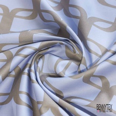 Satin coton élasthanne imprimé floral cachemire multicolore fond blanc discret