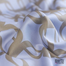 Satin coton élasthanne imprimé floral cachemire multicolore fond blanc discret