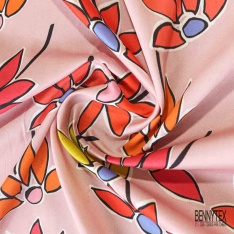 Fibranne viscose satinée imprimé digital peau de serpent stylisée fond blanc cassé