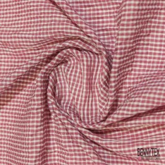 Coton seersucker motif petit vichy bleu roi blanc optique