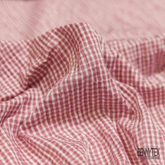 Coton seersucker motif petit vichy bleu roi blanc optique