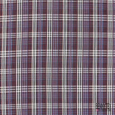 Coton seersucker motif petit vichy blanc discret framboise écrasée contour bleu lavande