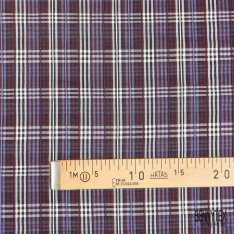 Coton seersucker motif petit vichy blanc discret framboise écrasée contour bleu lavande