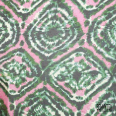 Coupon 3m mousseline crêpon satin imprimé floral stylisé noir émeraude blanc optique violet