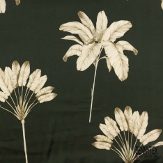 Satin viscose imprimé digital abstrait ton noir lagon pastel blanc discret