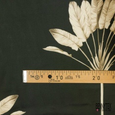 Satin viscose imprimé digital abstrait ton noir lagon pastel blanc discret