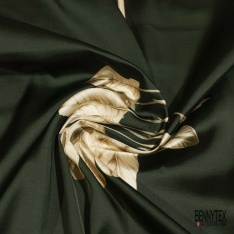 Satin viscose imprimé digital abstrait ton noir lagon pastel blanc discret