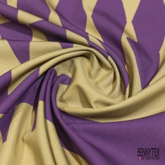 Popeline coton élasthanne digital imprimé floral cachemire amande rouille fond charbon