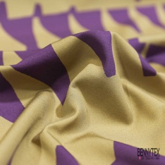 Popeline coton élasthanne digital imprimé floral cachemire amande rouille fond charbon