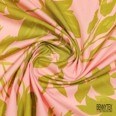 Popeline coton élasthanne digital imprimé géométrique abstrait violet taupe foncé