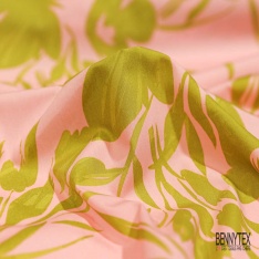 Popeline coton élasthanne digital imprimé géométrique abstrait violet taupe foncé