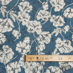 Twill satin polyester digitale motif pois stylisé émeraude fond chair